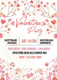 White Valentine's Day Party A4 template