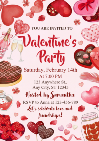 White Valentine's Day Party A4 template