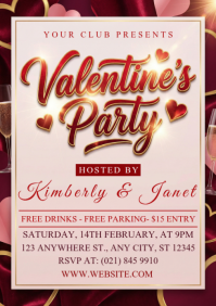 White Valentine's Day Party A4 template