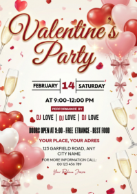 White Valentine's Day Party A6 template