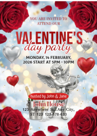 White Valentine's Day Party A6 template