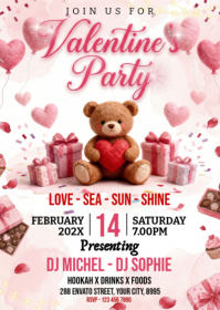 White Valentine's Day Party A6 template