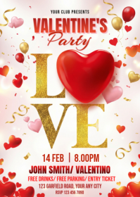 White Valentine's Day Party A6 template