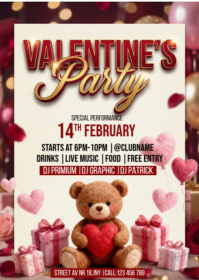 White Valentine's Day Party A6 template