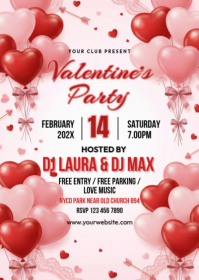 White Valentine's Day Party A6 template