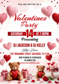 White Valentine's Day Party A6 template