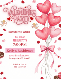 White Valentine's Day Party Flyer template