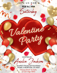 White Valentine's Day Party Flyer template