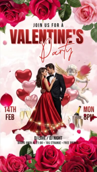 White Valentine's Day Party Instagram Story Video template