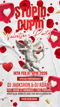 White Valentine's Day Party Instagram Story Video template