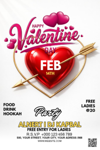 White Valentine's Day Party Pinterest-grafik Template