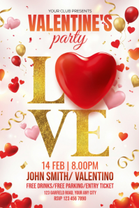 White Valentine's Day Party Poster template