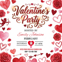 White Valentine's Day Party Square template