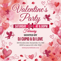 White Valentine's Day Party Square Kvadrat (1:1) template