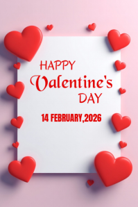 White Valentine's Day Poster Plakat template