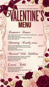 White Valentine's Day Romantic Dinner Menu Instagram Story template