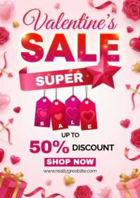 White Valentine's Day Sale A4 template