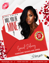 White Valentine's Day Salon Promotion Flyer template