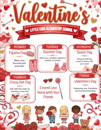 White Valentine's Day School Spirit Week Flyer template