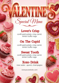 White Valentine's Day Special Menu A6 template