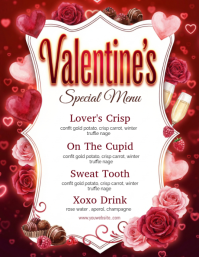 White Valentine's Day Special Menu Flyer template