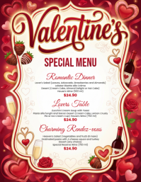 White Valentine's Day Special Menu Flyer Volante (Carta US) template