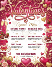 White Valentine's Day Special Menu Flyer template