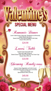 White Valentine's Day Special Menu Instagram Story template