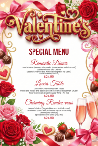 White Valentine's Day Special Menu Poster template