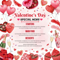 White Valentine's Day Special Menu Square Quadrato (1:1) template