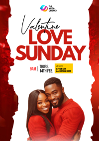 White Valentine's Love Sunday Church Event A4 template