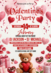 White Valentine's Party A4 template