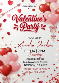 White Valentine's Party A4 template