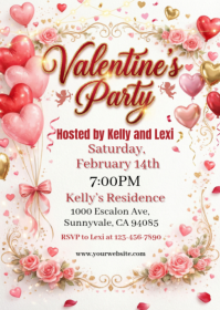 White Valentine's Party A6 template