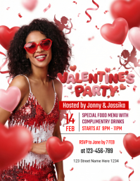 White Valentine's Party Flyer template