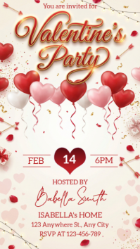 White Valentine's Party Invitation Instagram Story template