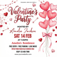 White Valentine's Party Square Quadrat (1:1) template