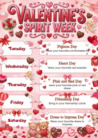 White Valentine's Spirit Week A6 template