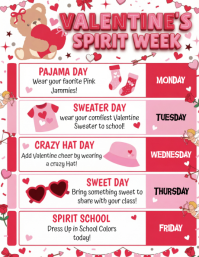 White Valentine's Spirit Week Flyer template