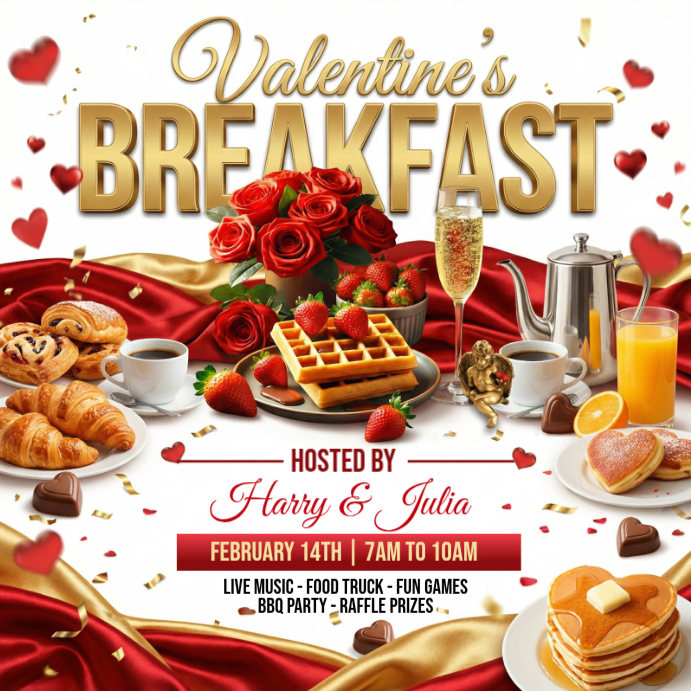 Valentine's Breakfast Event Template | PosterMyWall