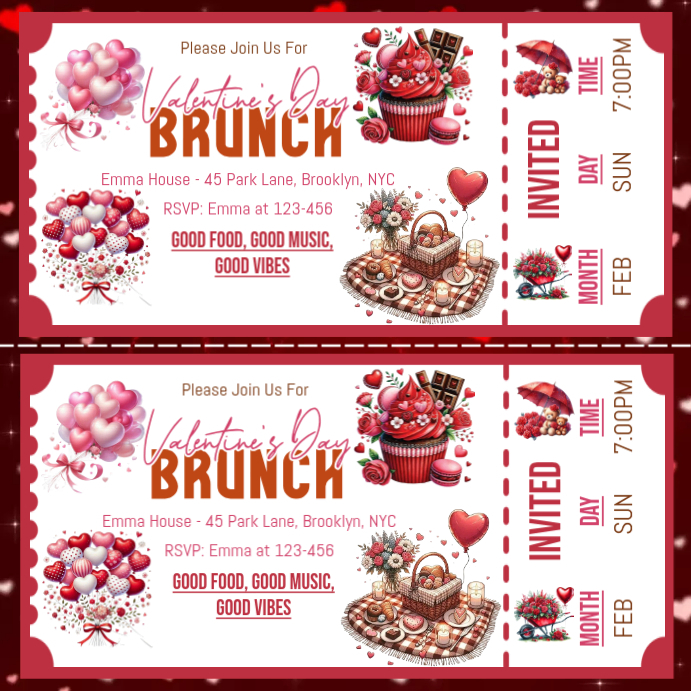 Copy of White Valentine's Day Brunch ticket Instagram Post | PosterMyWall