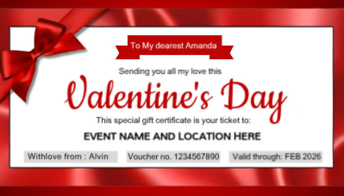 White Valentine's Day Gift Certificate Business Card Template ...