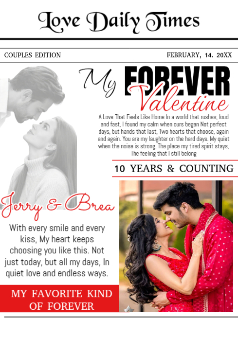 White Valentine's Day Newspaper Templates A4 | PosterMyWall