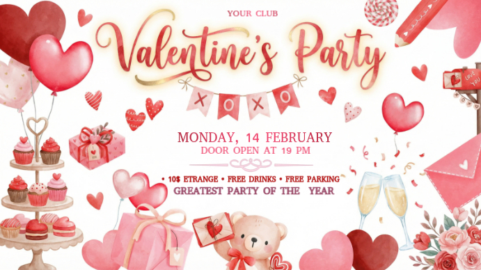 Copy of White Valentine's Day Party Digital Display | PosterMyWall