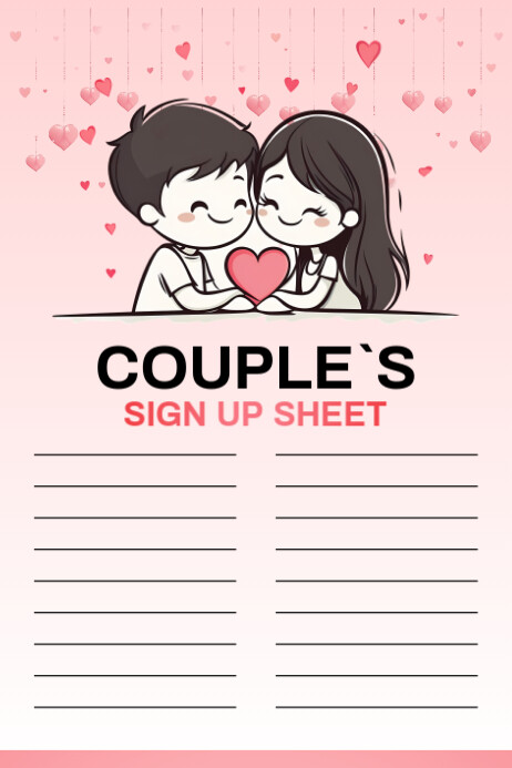 White Valentine's Day Sign-up Poster template
