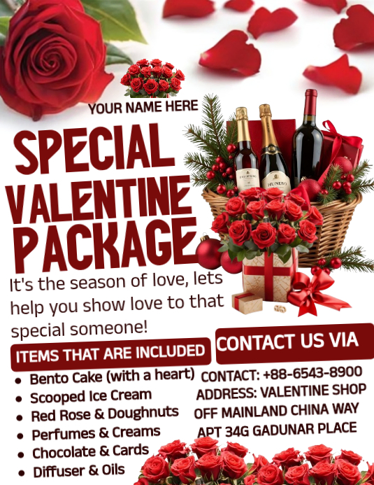 White Valentine's Day Special Package Flyer Template | PosterMyWall