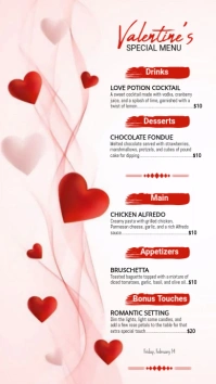 White Valentine's Dinner Menu Instagram Story template