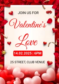 White  Valentine's event flyer A1 template