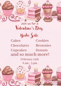 White  Valentine Bake Sale A6 A6 template