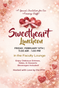 White valentine Luncheon Invitation Poster template